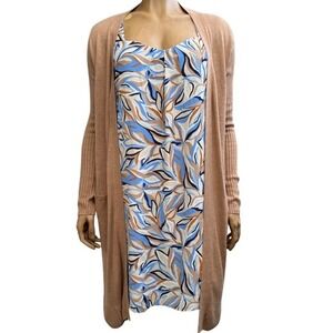 INC  Ribbed Duster Cardigan Longline Open Front Caramel Minimalist Basiccore S